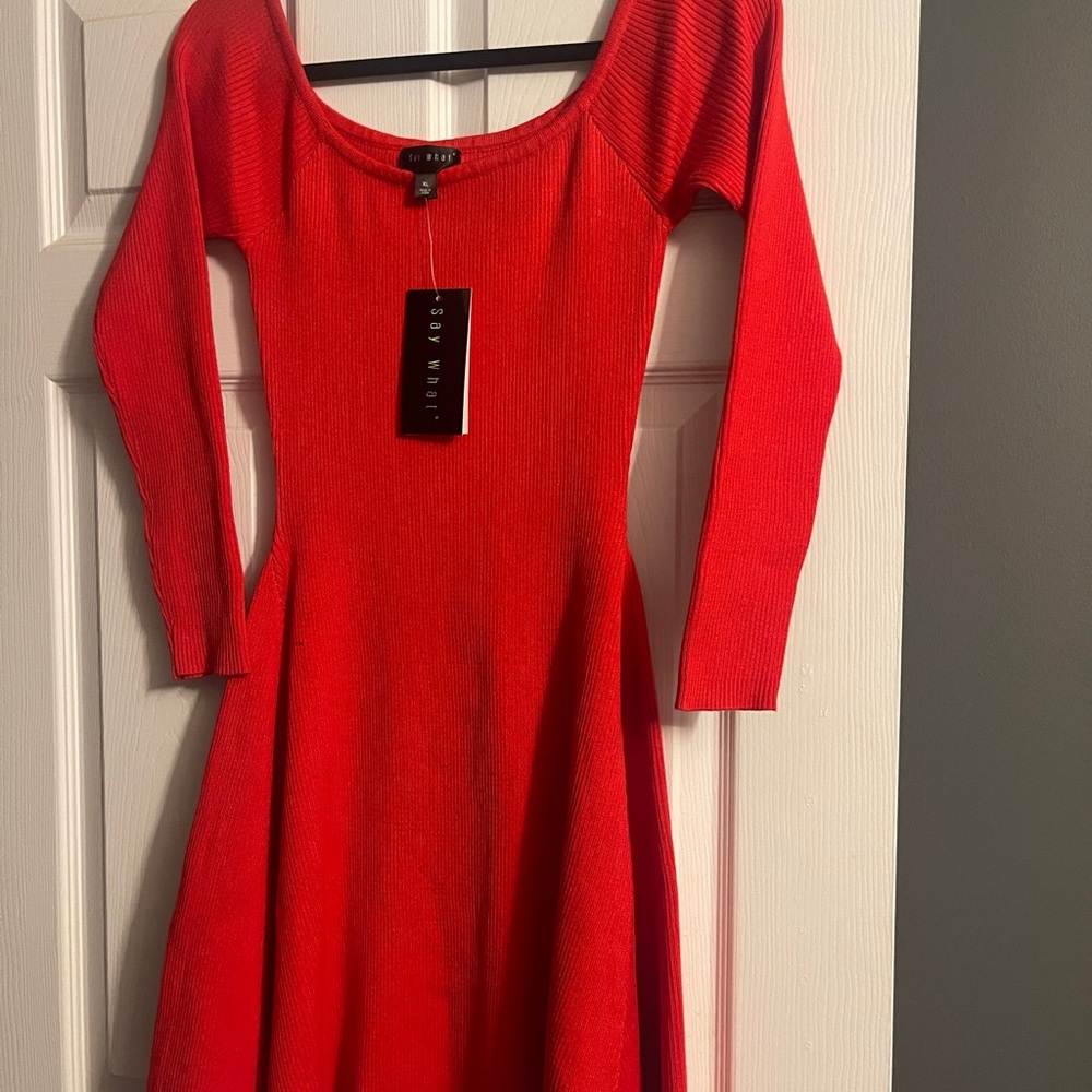 Red Long Sleeve Dress, XL